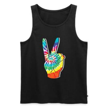 Groovy Tie Dye rétro des années 70 Hippie Vintage - Débardeur bio Premium Homme - noir - Devant - Michal (187cm)
