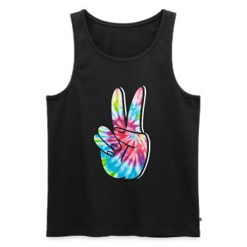 Groovy Tie Dye rétro des années 70 Hippie Vintage - Débardeur bio Premium Homme - noir - Devant - Michal (187cm)