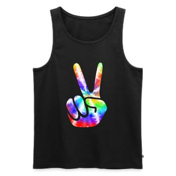 Groovy Tie Dye rétro des années 70 Hippie Vintage - Débardeur bio Premium Homme - noir - Devant - Michal (187cm)