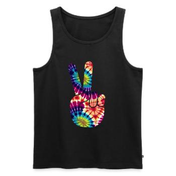 Groovy Tie Dye rétro des années 70 Hippie Vintage - Débardeur bio Premium Homme - noir - Devant - Michal (187cm)