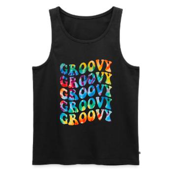Groovy Tie Dye rétro des années 70 Hippie Vintage - Débardeur bio Premium Homme - noir - Devant - Michal (187cm)