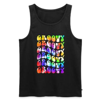 Groovy Tie Dye rétro des années 70 Hippie Vintage - Débardeur bio Premium Homme - noir - Devant - Michal (187cm)