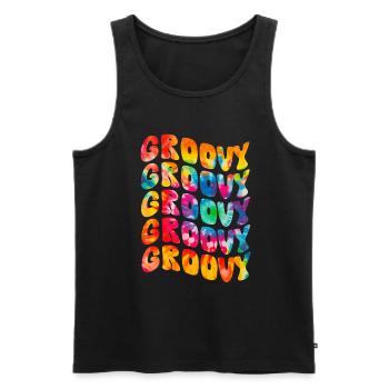 Groovy Tie Dye rétro des années 70 Hippie Vintage - Débardeur bio Premium Homme - noir - Devant - Michal (187cm)