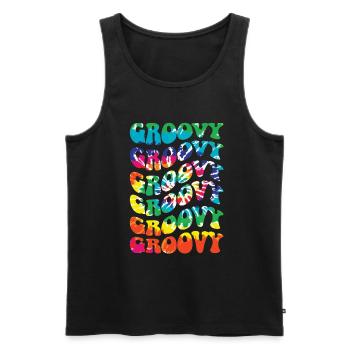 Groovy Tie Dye rétro des années 70 Hippie Vintage - Débardeur bio Premium Homme - noir - Devant - Michal (187cm)