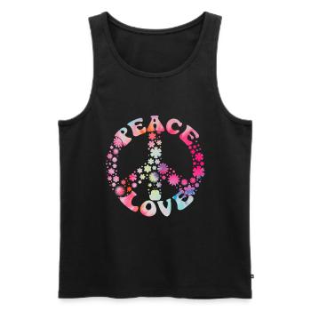 Groovy Tie Dye rétro des années 70 Hippie Vintage - Débardeur bio Premium Homme - noir - Devant - Michal (187cm)