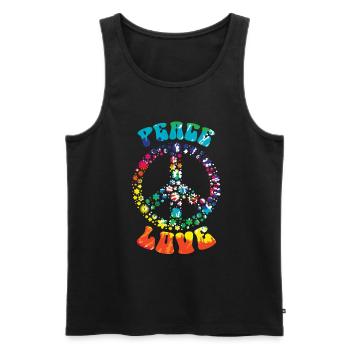 Groovy Tie Dye rétro des années 70 Hippie Vintage - Débardeur bio Premium Homme - noir - Devant - Michal (187cm)