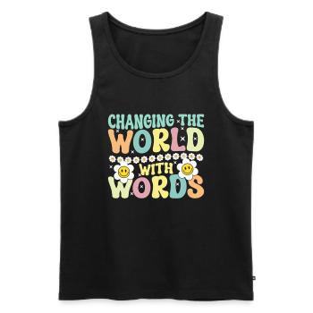 Groovy Speech Language Pathologist SLP - Men's Premium Organic Tank Top - black - Front - AI Model Male 178 light (178cm)