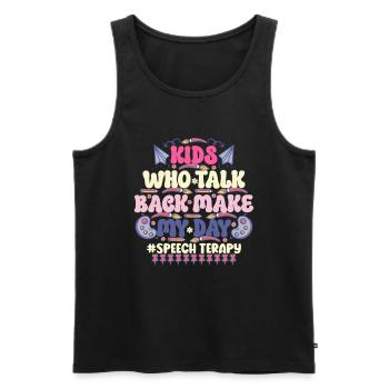 Groovy Speech Language Pathologist SLP - Men's Premium Organic Tank Top - black - Front - AI Model Male 178 light (178cm)