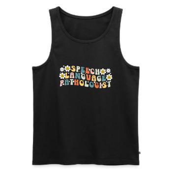 Groovy Speech Language Pathologist SLP - Men's Premium Organic Tank Top - black - Front - AI Model Male 178 light (178cm)