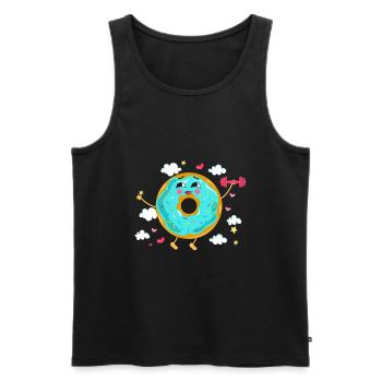 Donut sur le thème Donut pulvérisé drôle mignon - Débardeur bio Premium Homme - noir - Devant - Michal (187cm)