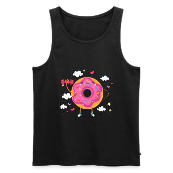 Donut sur le thème Donut pulvérisé drôle mignon - Débardeur bio Premium Homme - noir - Devant - AI Model Male 178 light (178cm)