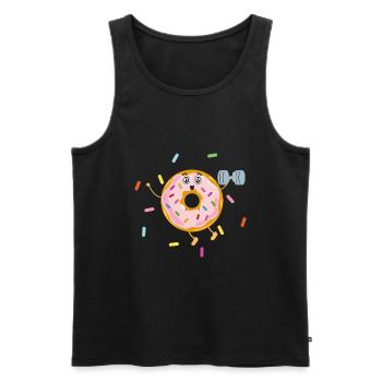 Donut sur le thème Donut pulvérisé drôle mignon - Débardeur bio Premium Homme - noir - Devant - Michal (187cm)