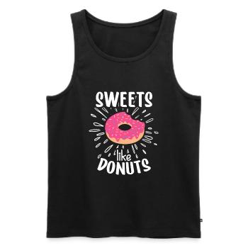 Donut sur le thème Donut pulvérisé drôle mignon - Débardeur bio Premium Homme - noir - Devant - Michal (187cm)
