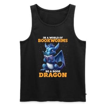 Dragons et livres Dragon Lover Bookish - Débardeur bio Premium Homme - noir - Devant - Michal (187cm)