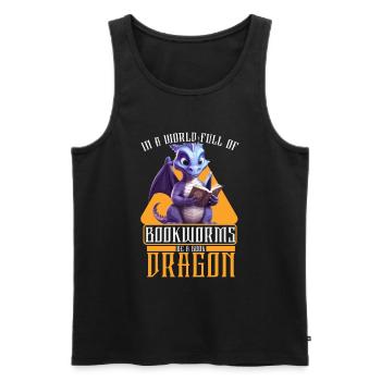 Dragons et livres Dragon Lover Bookish - Débardeur bio Premium Homme - noir - Devant - Michal (187cm)