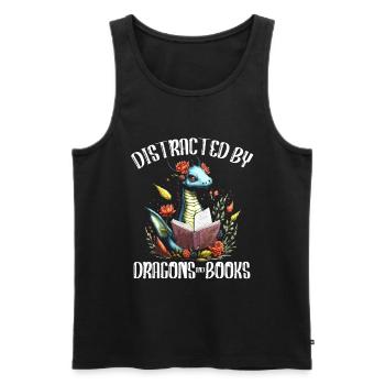 Dragons et livres Dragon Lover Bookish - Débardeur bio Premium Homme - noir - Devant - Michal (187cm)