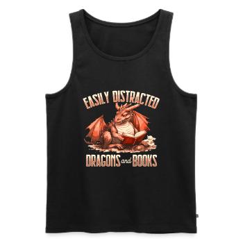 Dragons and Books Dragon Lover Bookish - Men's Premium Organic Tank Top - black - Front - AI Model Male 178 light (178cm)