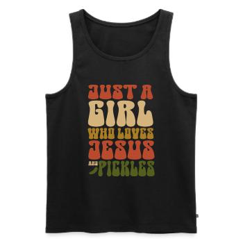 Pickles & Jesus Pickle Gemüseanbau - Männer Premium Bio Tank Top - Schwarz - Vorne - AI Model Male 178 light (178cm)