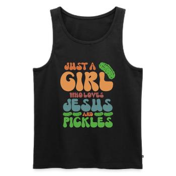 Pickles & Jesus Pickle Gemüseanbau - Männer Premium Bio Tank Top - Schwarz - Vorne - AI Model Male 178 light (178cm)