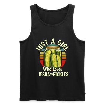 Cornichons et culture de légumes de cornichons Jésus - Débardeur bio Premium Homme - noir - Devant - Michal (187cm)