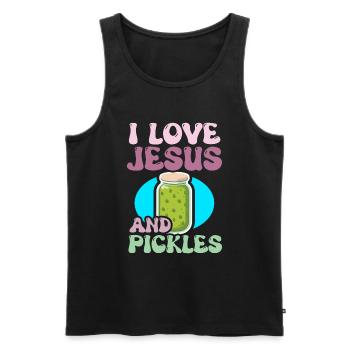 Pickles & Jesus Pickle Gemüseanbau - Männer Premium Bio Tank Top - Schwarz - Vorne - AI Model Male 178 light (178cm)