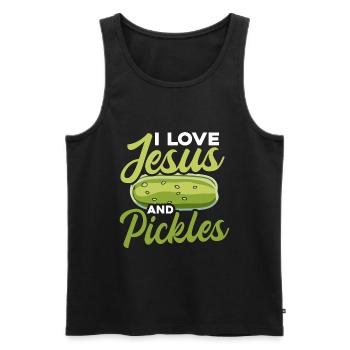 Pickles & Jesus Pickle Gemüseanbau - Männer Premium Bio Tank Top - Schwarz - Vorne - AI Model Male 178 light (178cm)