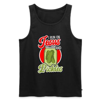 Pickles & Jesus Pickle Gemüseanbau - Männer Premium Bio Tank Top - Schwarz - Vorne - AI Model Male 178 light (178cm)