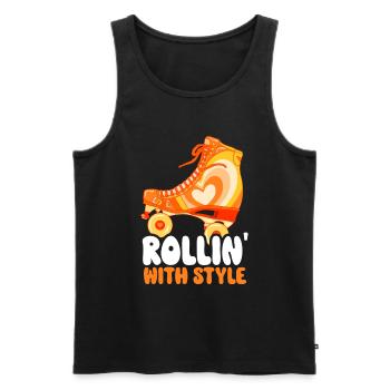Roller Skates Funny 80s Roller Disco Skating - Men's Premium Organic Tank Top - black - Front - AI Model Male 178 light (178cm)