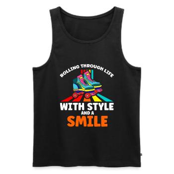 Roller Skates Funny 80s Roller Disco Skating - Men's Premium Organic Tank Top - black - Front - AI Model Male 178 light (178cm)