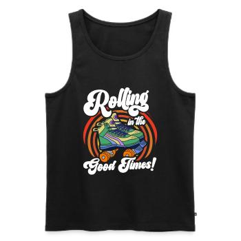 Roller Skates Funny 80s Roller Disco Skating - Men's Premium Organic Tank Top - black - Front - AI Model Male 178 light (178cm)