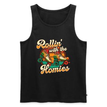 Roller Skates Funny 80s Roller Disco Skating - Men's Premium Organic Tank Top - black - Front - AI Model Male 178 light (178cm)