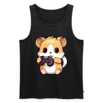 Cute Hamster Gamer Funny Gaming Hamster - Men's Premium Organic Tank Top - black - Front - AI Model Male 178 light (178cm)