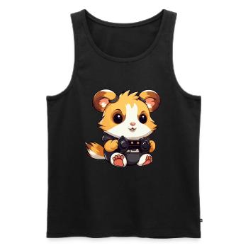 Cute Hamster Gamer Funny Gaming Hamster - Men's Premium Organic Tank Top - black - Front - AI Model Male 178 light (178cm)