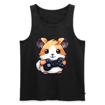 Cute Hamster Gamer Funny Gaming Hamster - Men's Premium Organic Tank Top - black - Front - AI Model Male 178 light (178cm)