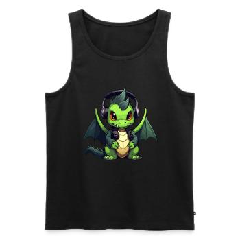 Cute Dragon Gamer Gaming Dragon Lover - Men's Premium Organic Tank Top - black - Front - AI Model Male 178 light (178cm)