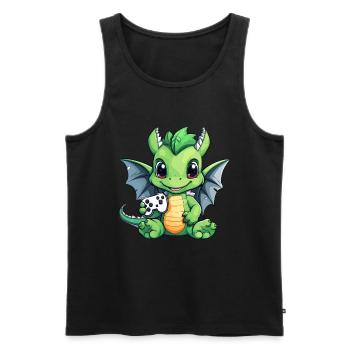 Cute Dragon Gamer Gaming Dragon Lover - Men's Premium Organic Tank Top - black - Front - AI Model Male 178 light (178cm)