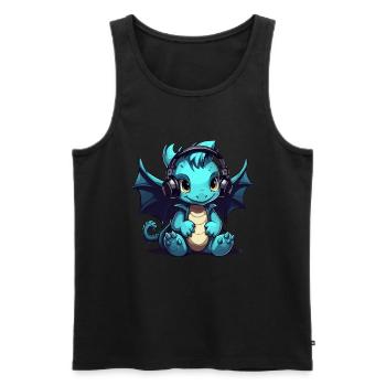 Cute Dragon Gamer Gaming Dragon Lover - Men's Premium Organic Tank Top - black - Front - AI Model Male 178 light (178cm)