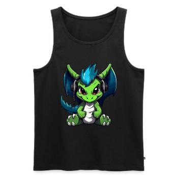 Cute Dragon Gamer Gaming Dragon Lover - Men's Premium Organic Tank Top - black - Front - AI Model Male 178 light (178cm)
