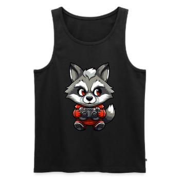 Cute Raccoon Gamer Games Wreck Lovers - Men's Premium Organic Tank Top - black - Front - AI Model Male 178 light (178cm)