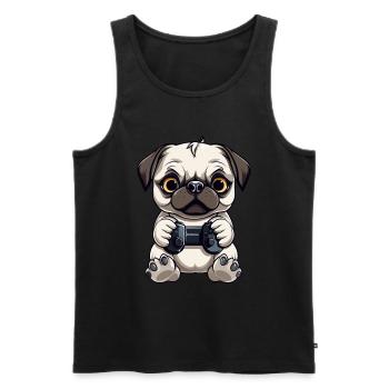 Süßer Mopshund Gamer Gaming Mops Hundeliebhaber - Männer Premium Bio Tank Top - Schwarz - Vorne - AI Model Male 178 light (178cm)