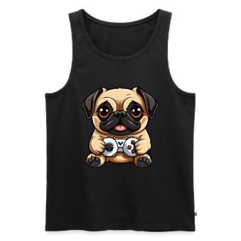Süßer Mopshund Gamer Gaming Mops Hundeliebhaber - Männer Premium Bio Tank Top - Schwarz - Vorne - AI Model Male 178 light (178cm)