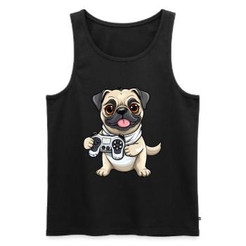 Süßer Mopshund Gamer Gaming Mops Hundeliebhaber - Männer Premium Bio Tank Top - Schwarz - Vorne - AI Model Male 178 light (178cm)