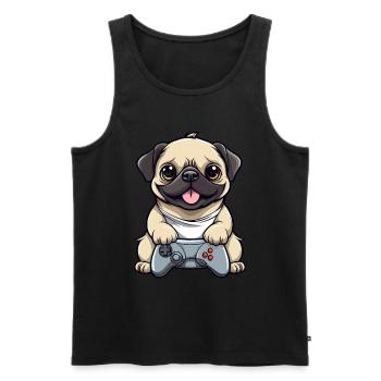 Süßer Mopshund Gamer Gaming Mops Hundeliebhaber - Männer Premium Bio Tank Top - Schwarz - Vorne - AI Model Male 178 light (178cm)