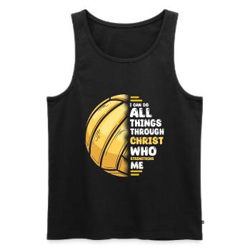 Je peux tout faire grâce au volley-ball du Christ - Débardeur bio Premium Homme - noir - Devant - Michal (187cm)