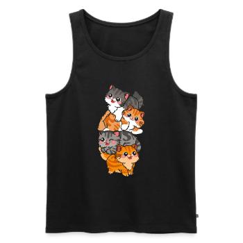 Cat Cute Kitty Stack Cats Anime Kawaii - Men's Premium Organic Tank Top - black - Front - Michal (187cm)