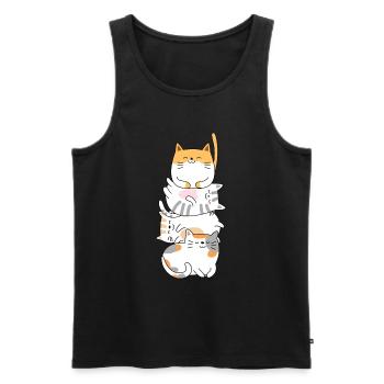 Cat Cute Kitty Stack Cats Anime Kawaii - Men's Premium Organic Tank Top - black - Front - Michal (187cm)