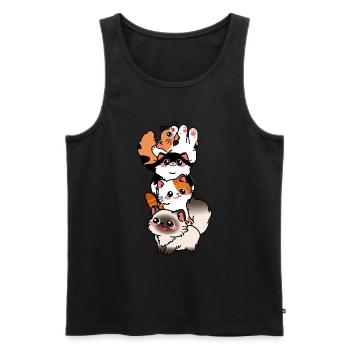 Cat Cute Kitty Stack Cats Anime Kawaii - Men's Premium Organic Tank Top - black - Front - Michal (187cm)