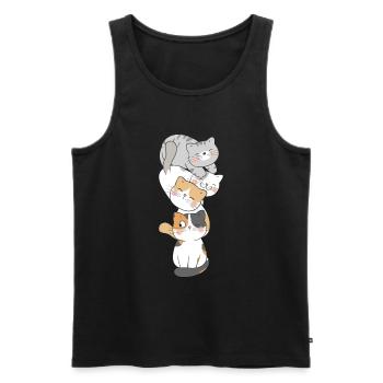 Cat Cute Kitty Stack Cats Anime Kawaii - Men's Premium Organic Tank Top - black - Front - Michal (187cm)