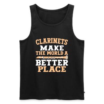 Clarinetist Clarinet Playing Bass Musician - Men's Premium Organic Tank Top - black - Front - AI Model Male 178 light (178cm)