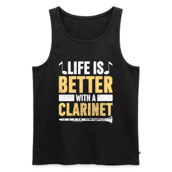 Clarinetist Clarinet Playing Bass Musician - Men's Premium Organic Tank Top - black - Front - AI Model Male 178 light (178cm)